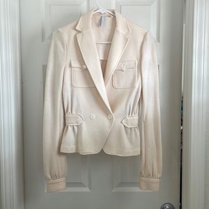 IISLI gorgeous cream colored woven wool knit fitted jacket